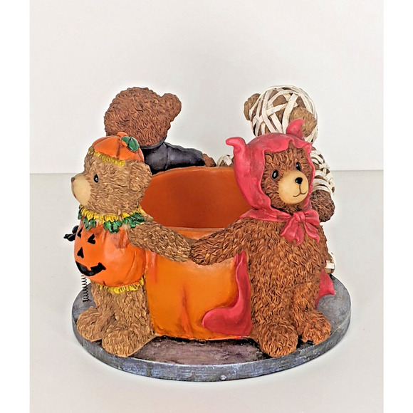 Vintage Halloween Bears Costumes Resin Candy Dish Candle Holder 2004 Joelson Ind - Picture 2 of 5